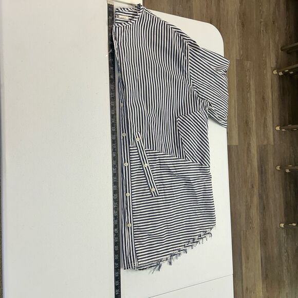 Niko And… Striped Button Down Shirt Women’s Long‎ Sleeve Artsy Cotton Navy Japan - Picture 15 of 16